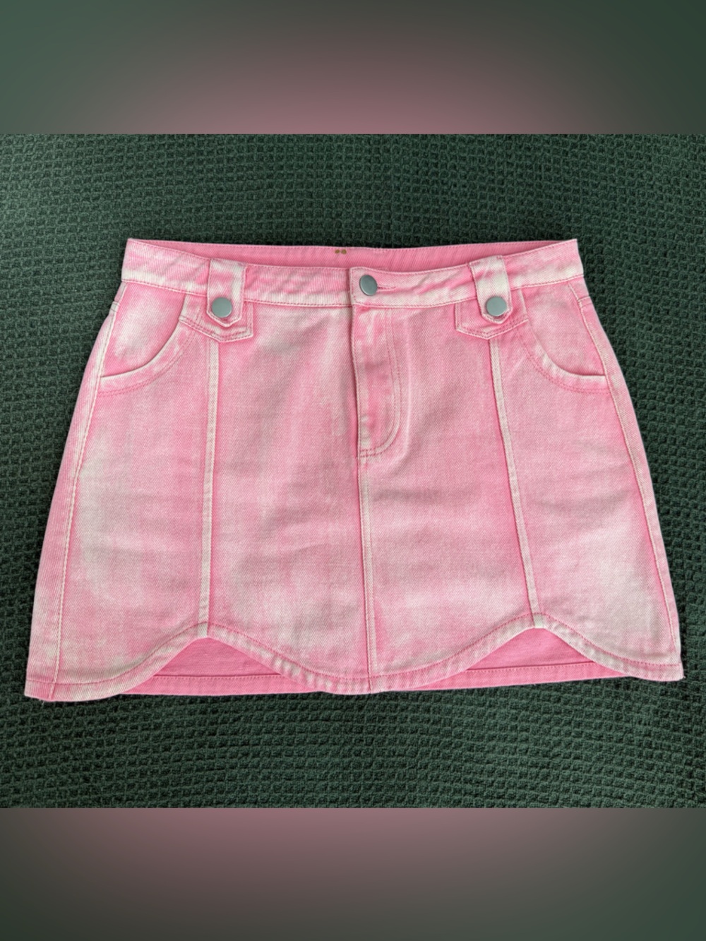 Cloud Ten Pink Denim Tulip Hem Mini Skirt